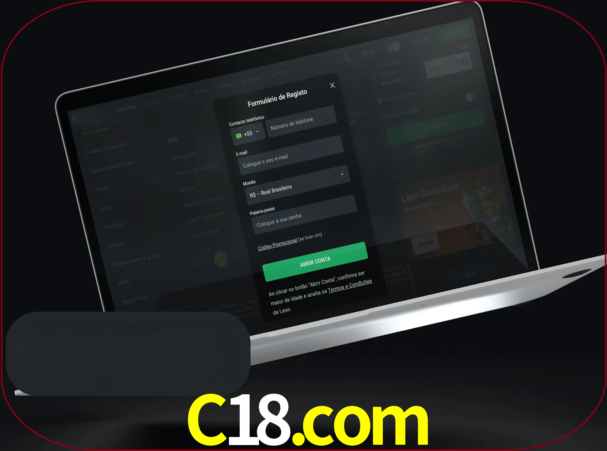 Abra o site da LeonBet e crie sua própria conta.