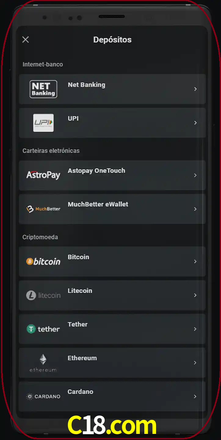 Você pode usar métodos alternativos de depósito.
